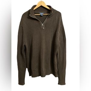 1990s Ralph Lauren Polo Jeans Co. 1/4 Zip Sweater Brown Thick Mock Neck Size XL